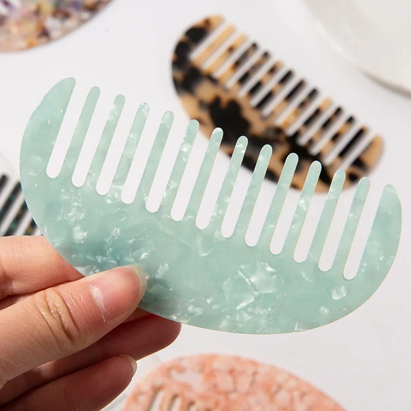 Color Cellulose Acetate Hair Comb Simplicity Hairdressing Pocket Travel Wide Tooth Comb