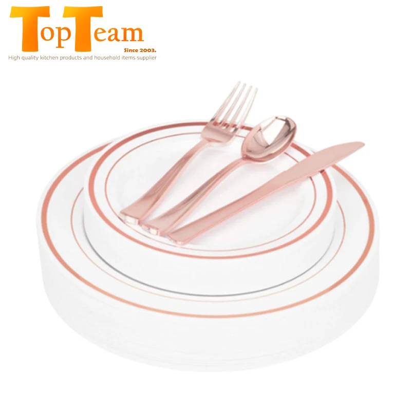 Wholesale elegant gold takeout sets party supplies disposable tableware party