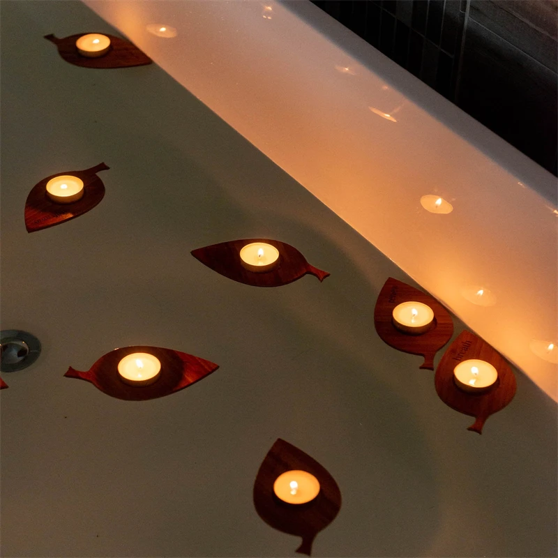 Factory Wholesale  Crafts Holder Handmade Engraved Candle Personalized Home Decoration Bamboo Wooden Tray