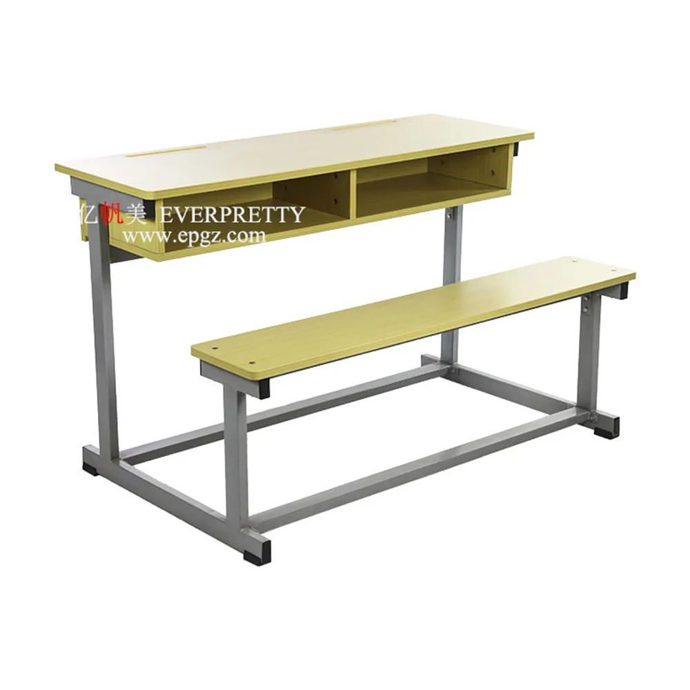School Furniture Classroom 3-Seater Wooden Desk and Chair