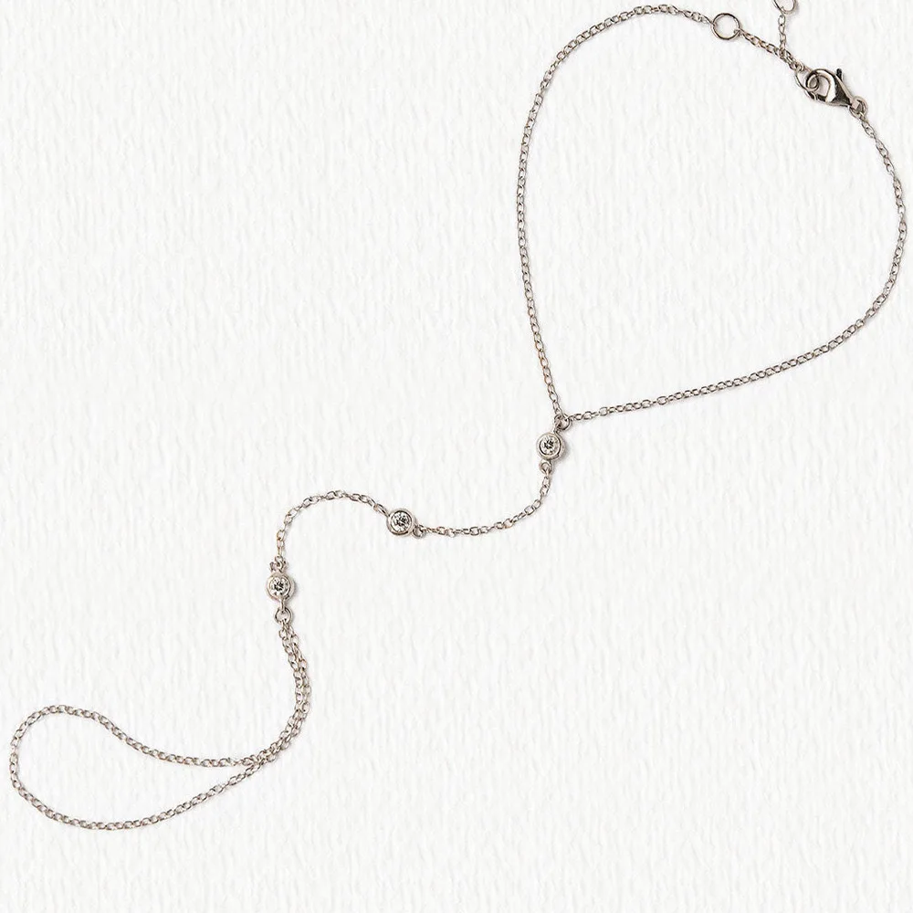 new arrival Gold Plated diamond rhinestone link chain rings slave bracelet for women