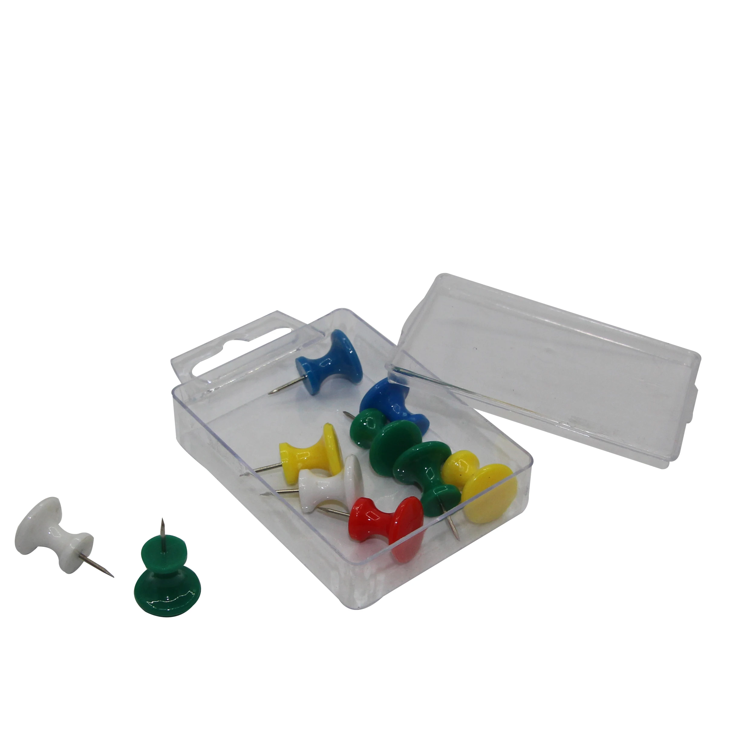 Plastic box packed multi color assorted map thumb tacks plastic push pin set