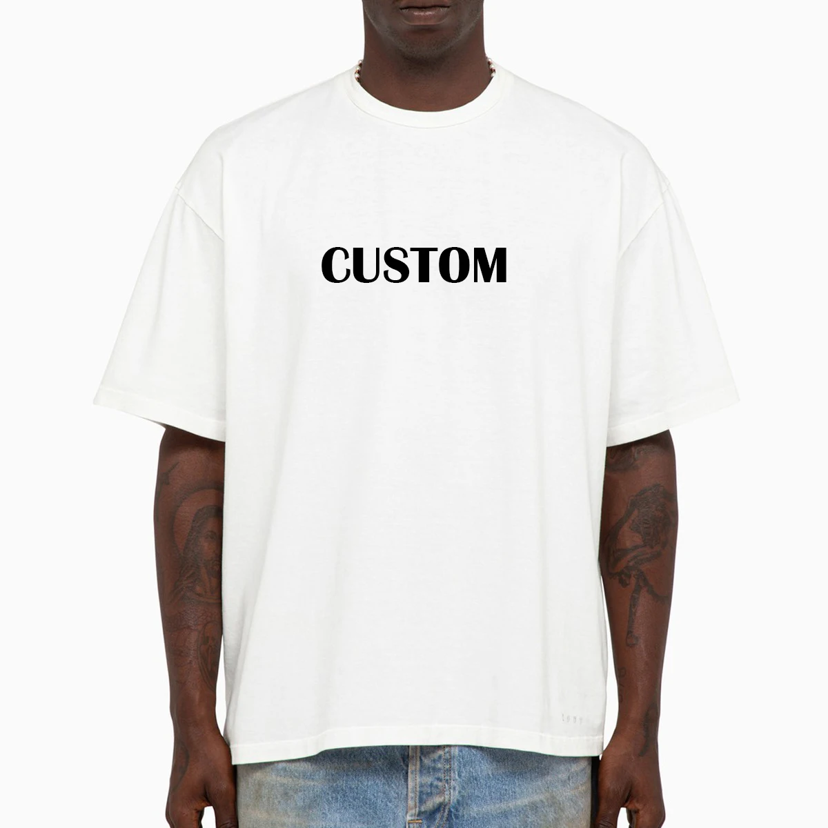 OEM Service Custom Logo Tags Summer 200GSM 100%Cotton tee high quality drop shoulder pour hommes t shirt