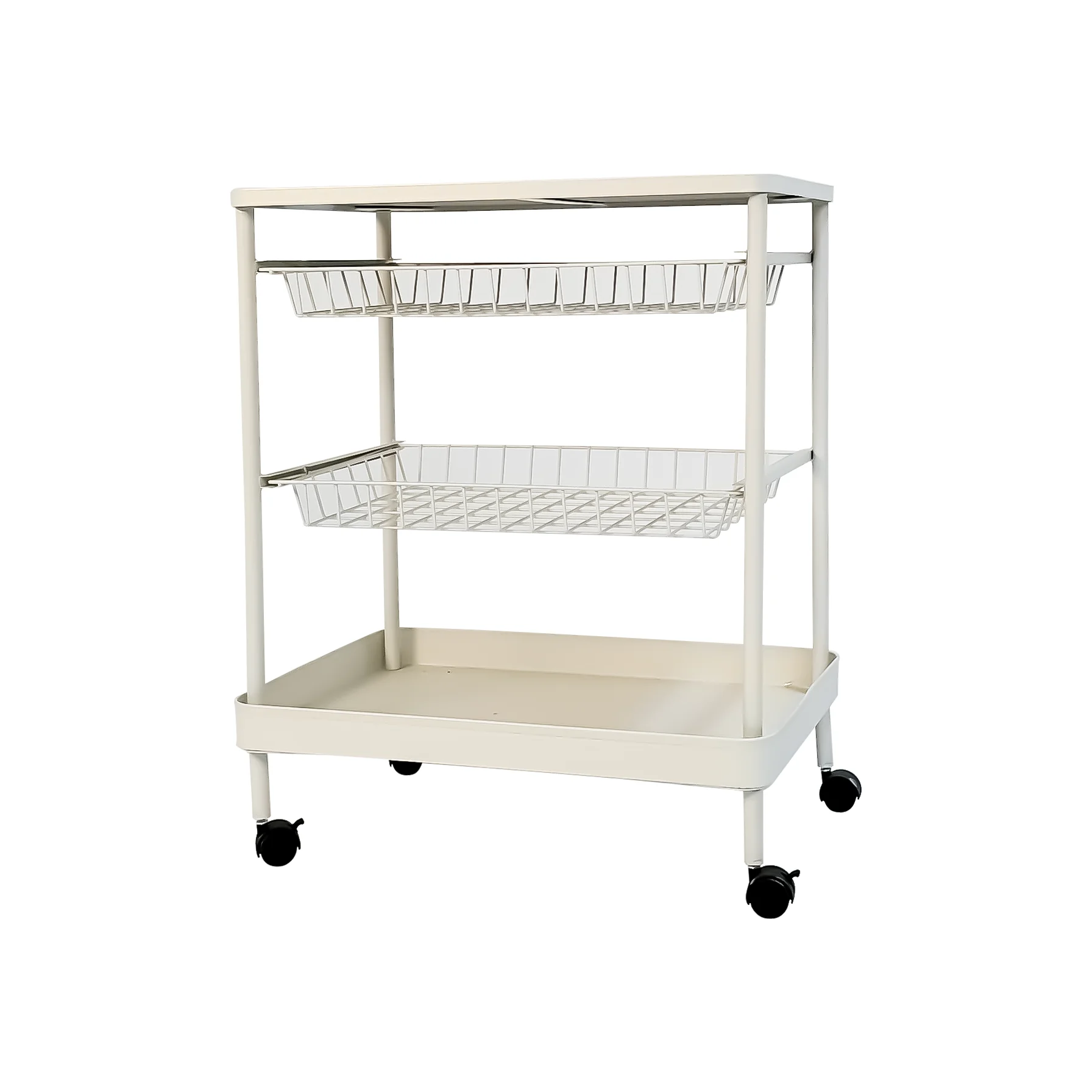 Custom Antique Kitchen Cart Wood Food Wine Rack Kitchen Storage Trolley Cart with Removable Tray