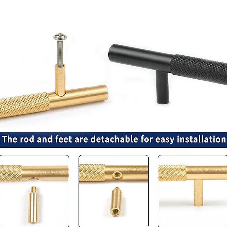 XWX Wholesale Gold Black Knurled Aluminum Profile Hardware Kitchen Cabinet Furniture Pull