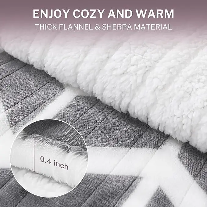 Electric Blanket Throw Heated Blanket with 5 Levels & 3 Hours Auto Off Fast Heating Blanket