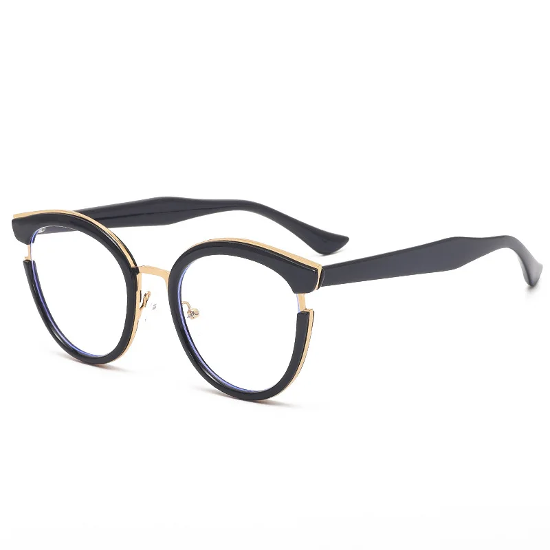 2023 Newest TR90 artsy flat light mirror metal ring glass women fashion personality INS anti-blue  optical glasses