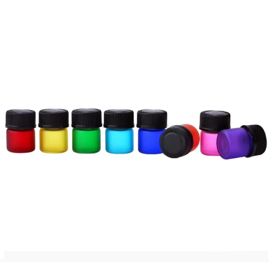 2ml glass vial brown 1ml 3 ml amber clear glass essential oil bottle 5ml blue small sample bottles with reducer and cap