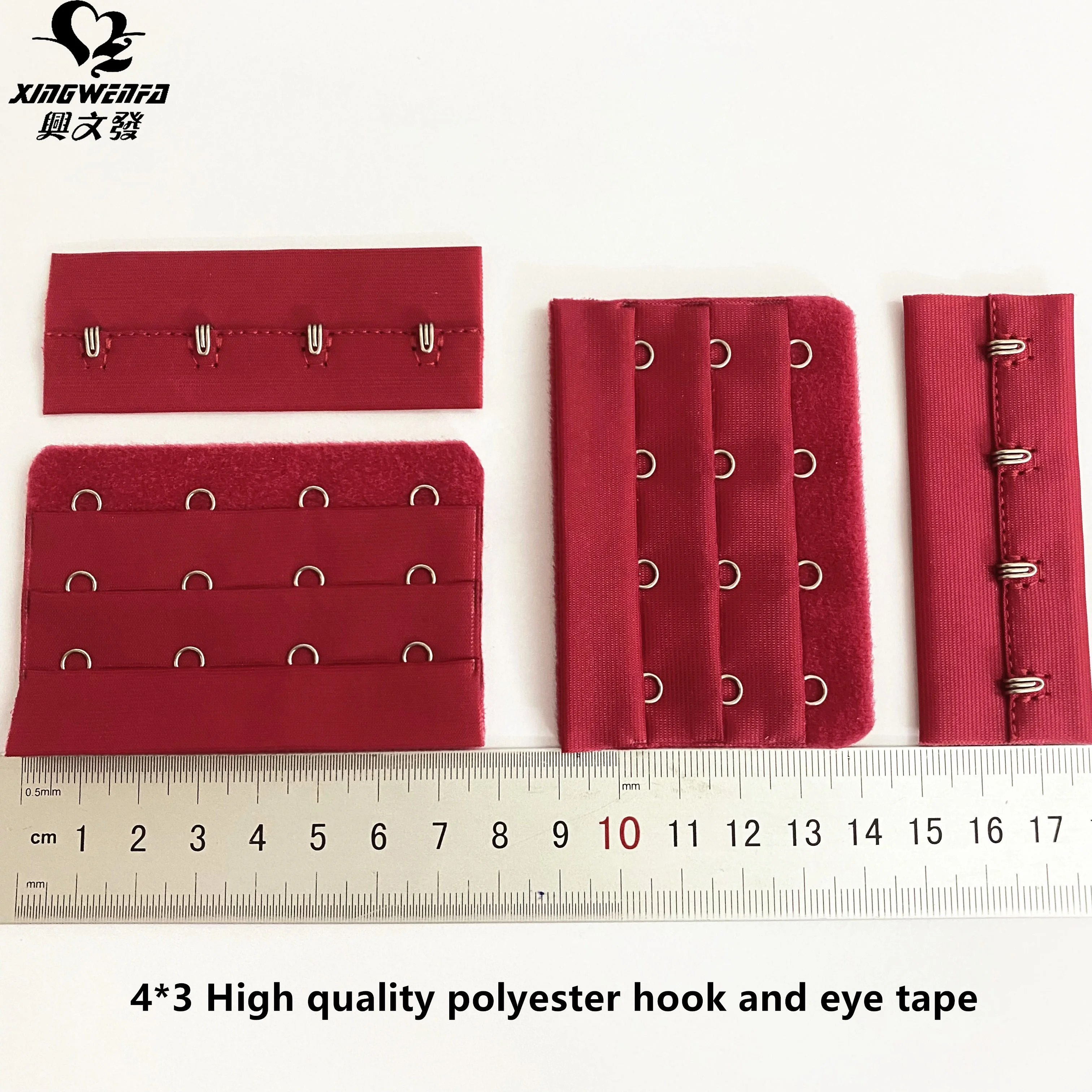 75 мм, 3*4, аксессуары для нижнего белья, высококачественный полиэстеровый бюстгальтер красного цвета с крючком и лентой для глаз