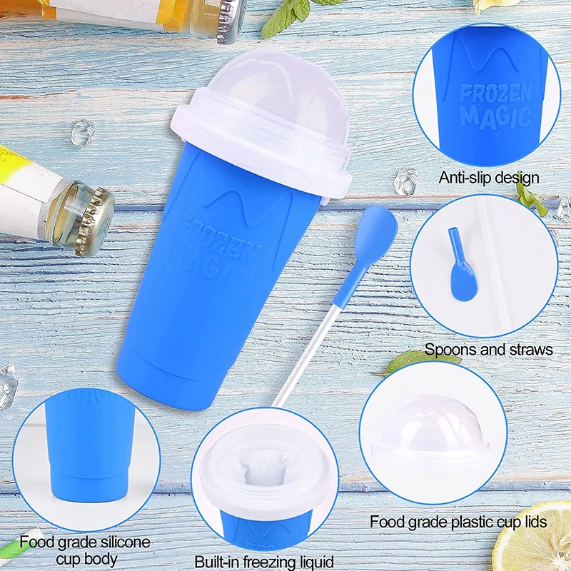 Reusable Smoothie Four Color Food Grade Silicone New Portable Summer Maker Frozen Magic Squeeze Slush Slushy Cup