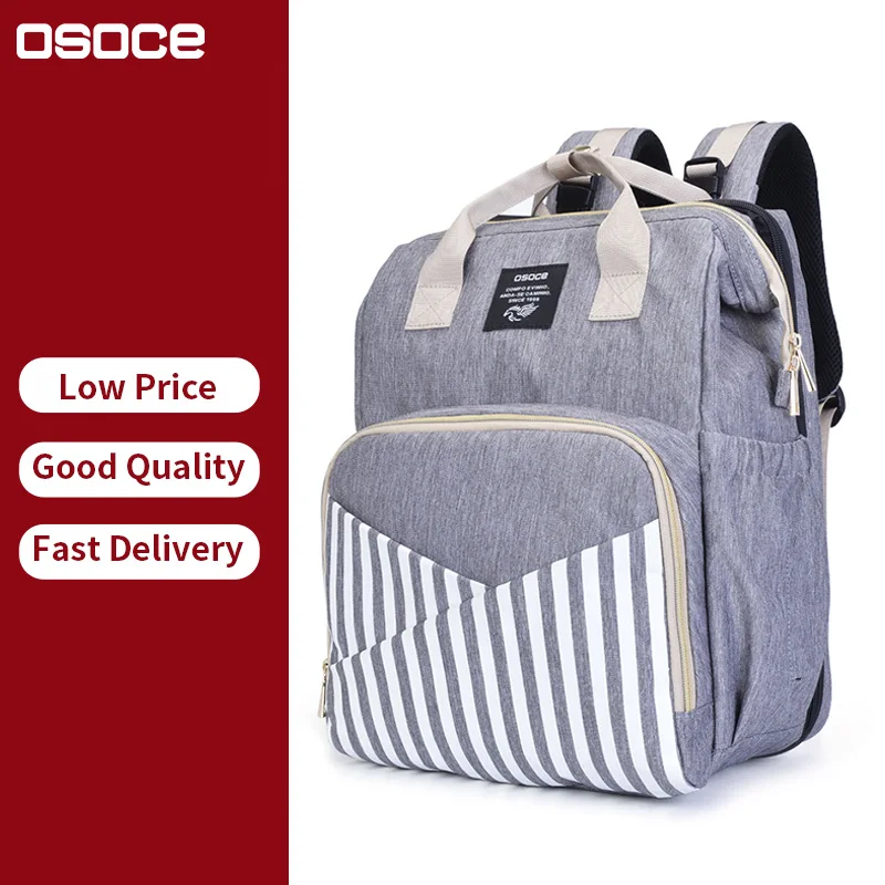 
OSOCE M12-2 Multi function Waterproof for ladies women caden manufacturer diaper bags Backpack with baby bed changing station 