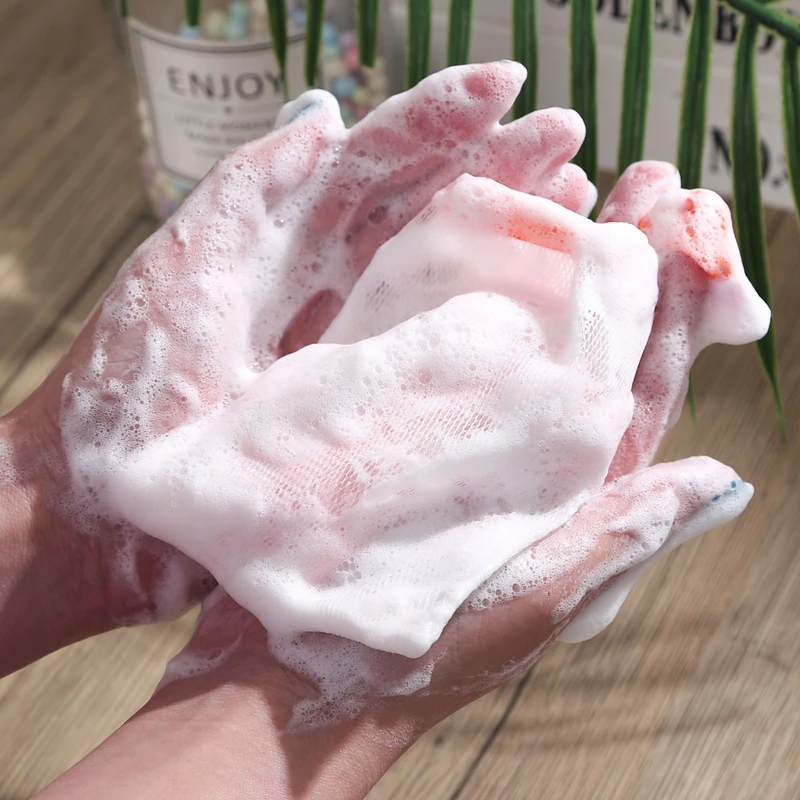 hot sale Body Cleaning Tool Bubble Foaming Soap Saver Net Pouch Soap Foaming Nylon Mesh Drawstring Bags
