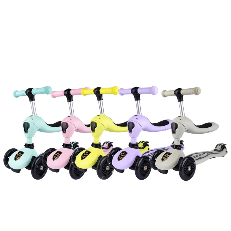 Kids Foldable Scooter Cycle Balance Bike 3 In 1 Push Bar 5 In 1 Cheap Kick Scooter Child Toy Kids Scooter 3 Wheel With Seat