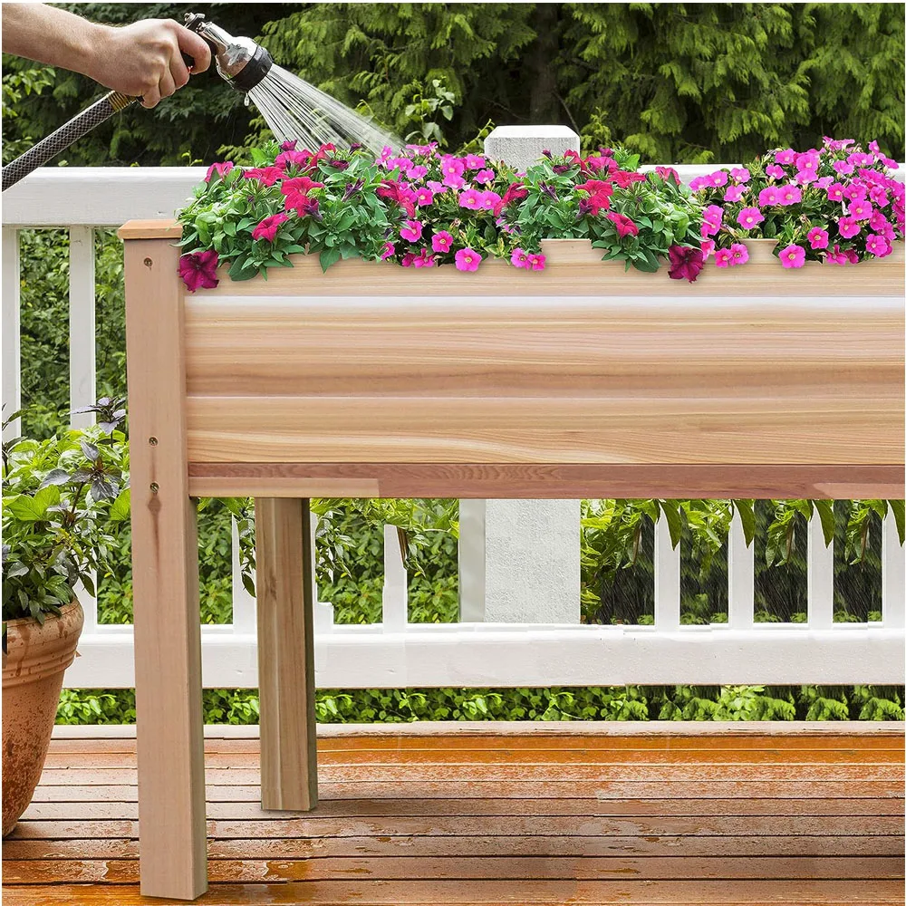 Elevated wood planting for growing fresh herbs vegetables flowers  succulents and other plants in your home is ideal for