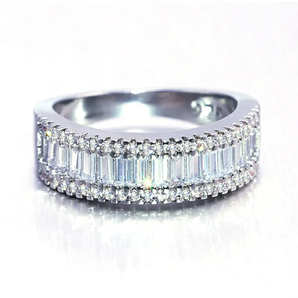 wish hot sale full diamond square diamond zircon ring fashion ladies peach heart wedding rings