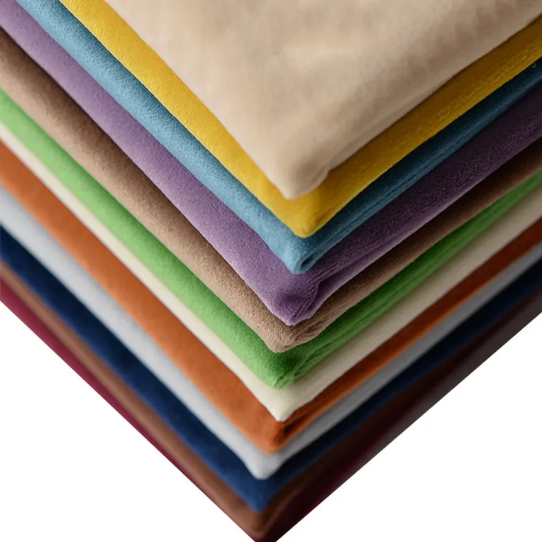 Home textile luxury waterproof plain 100% polyester velvet upholstery fabric for curtain and sofa