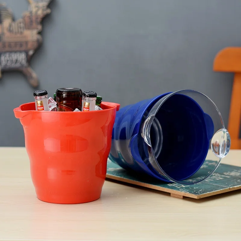 Bar Clear Plastic  Beer Champagne Red Wine Ice Bucket Plastic Wave Shape Ice Bucket