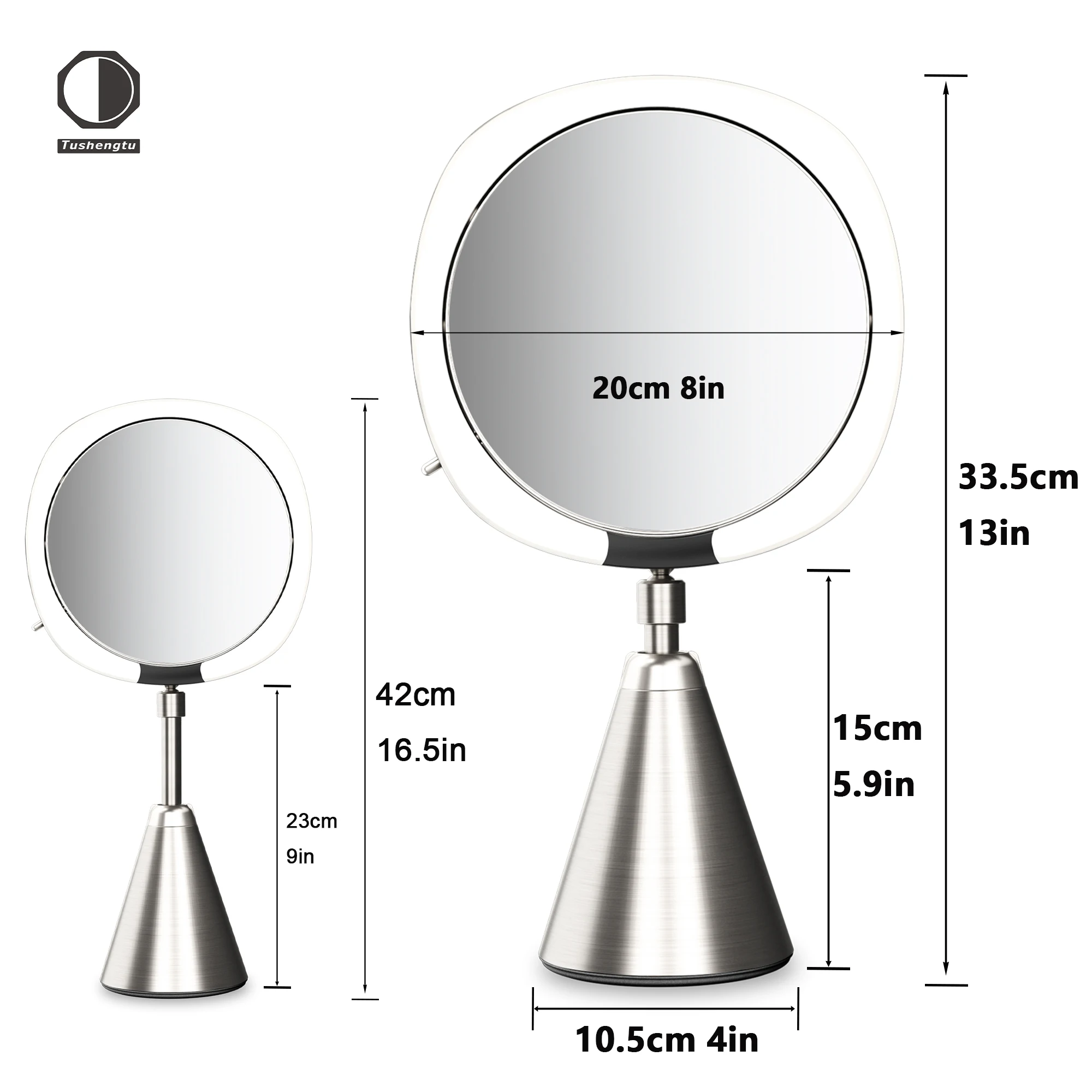 8in Smart Desktop 10X Magnifying Vanity Mirror Easy-to-Use Human Sensor Double Sided Light Metal Touch Convenient make-up mirror