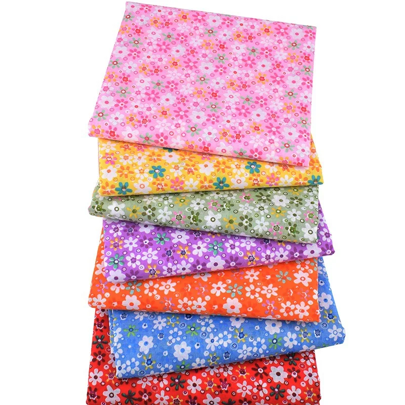 Wholesale 7pcs Quilting Fabric Fat Quarter Bundle Sunflower Printing 100% Cotton Floral Fabric Squares Patchwork  DIY