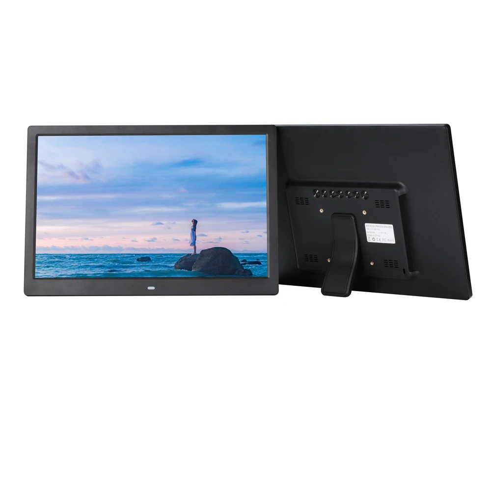 1080P Video Music loop SD Card slot Remote Control Digital Photo Frame 14.1 Inch with Photos Deletion Auto Rotate timing switch