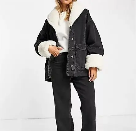 Winter New Arrivals Women Coat Borg Denim Jacket