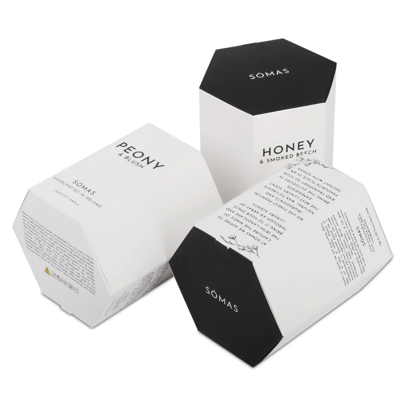 custom hexagon shape paper box for single honey jar bottle packaging