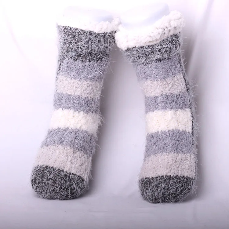Флисовые пушистые плюшевые носки для взрослых, теплые вязаные зимние шерстяные носки унисекс