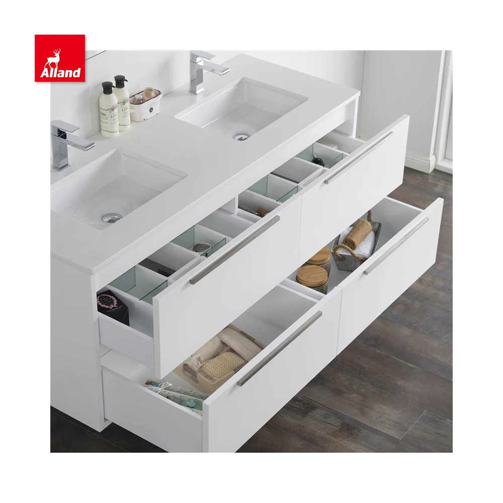 Allandcabinets European Style Lacquer Wall Mounted Washroom Bathroom Furniture Sets in China