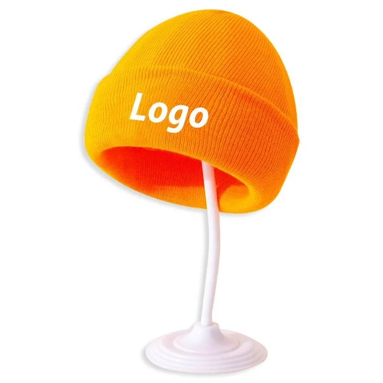 Wholesale Custom Logo Organic Cotton Woven Jacquard Knitted Hat Beanie With Flat Embroidery