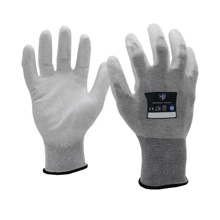 HB SAFETY CT PA517 PU ESD safety glove 15G seamless anti-static liner PU coated lightweight precision electron industry use