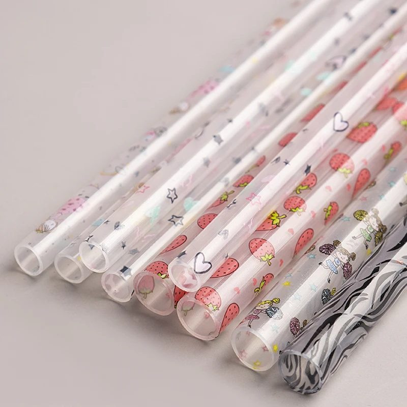 12 inch design printed straws, 10 mm reusable PP hard plastic printing straw, zebra decorative design straw for 40 tumblers mugs