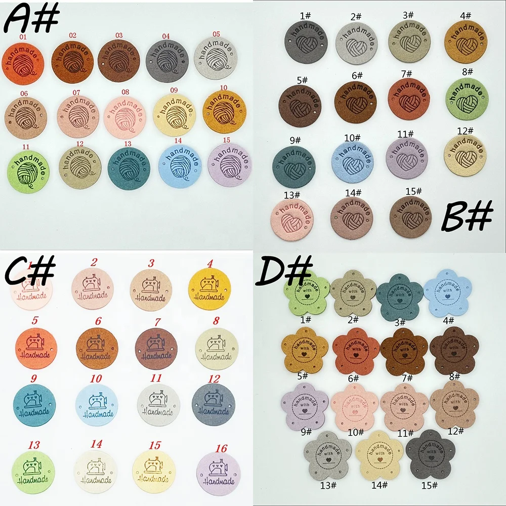 Handmade Tags for Clothes Clothing Tags Labels Colorful Labels Handmade Round Suede Leather Labels Hats Handmade Bags Tags
