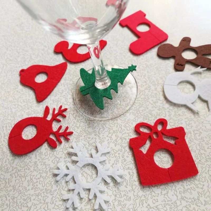 New felt wine glass decoration Ring Christmas decorations Holiday Banquet masquerade ball stemware accessory