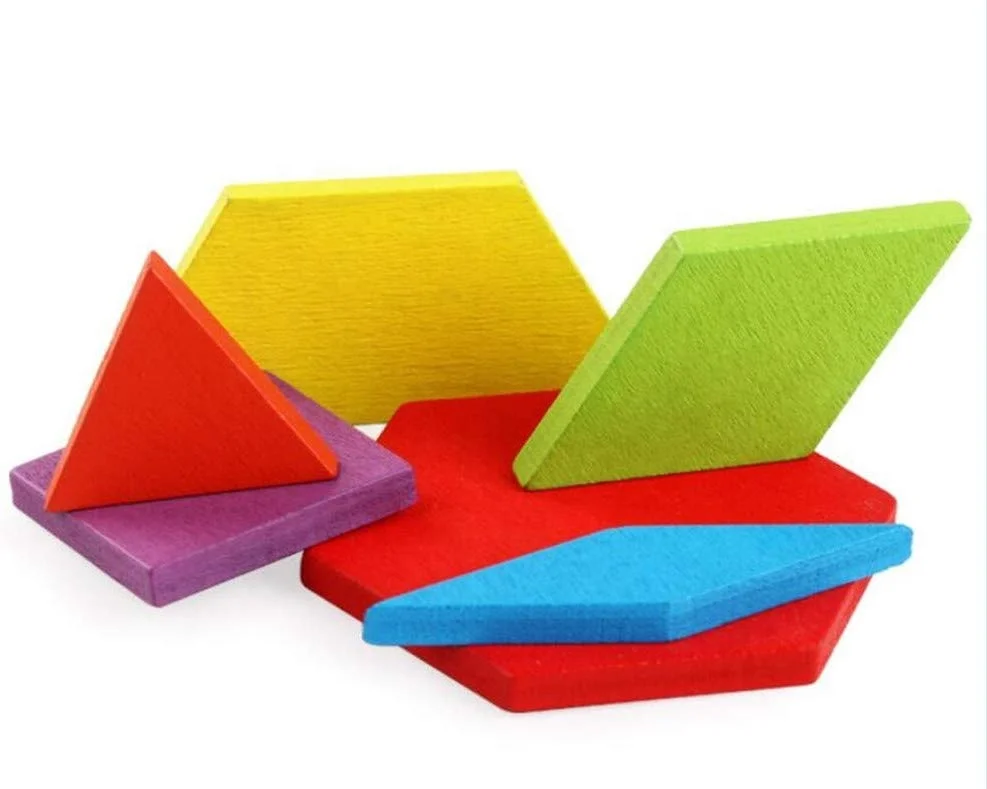 155 Pcs Wooden Pattern Blocks Set Geometric Shape Puzzle Kindergarten Classic Educational  Toys For Kids