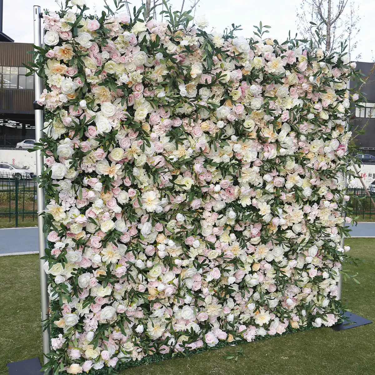 5D Simulation Artificial Flower Row Wall Background Fabric Bottom for Outdoor Wedding Decoration Stage Layout