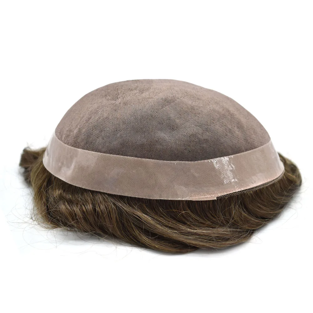 Drop Shipping Bleached Knots Mono Lace Pu Men Wig Natural Color Human Remy Hair Toupee For Men