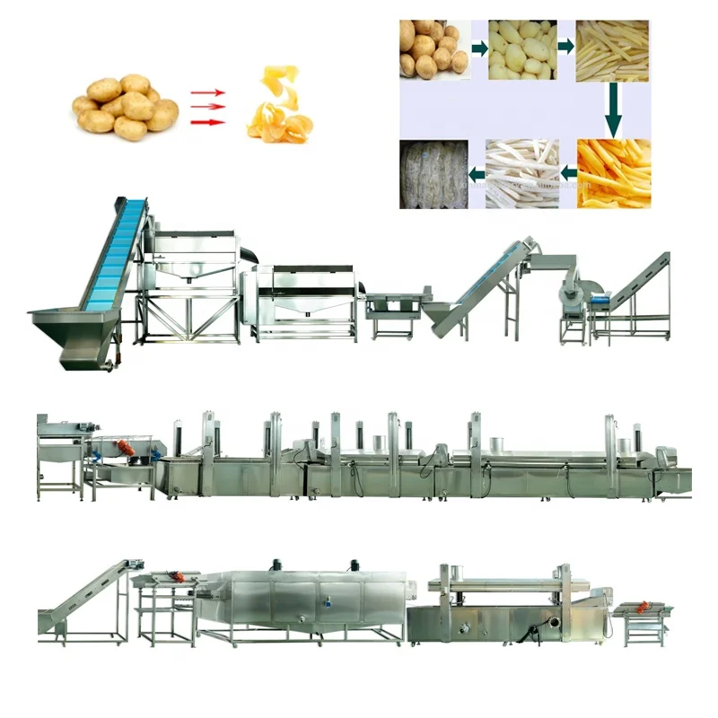 2tons French fries production line fully automatic production line 1/4  french fries  frying machine