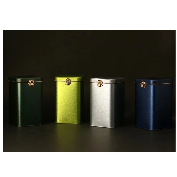 Luxury Empty Square Locked Tea Packaging Metal Box Creative Rectangle Tins