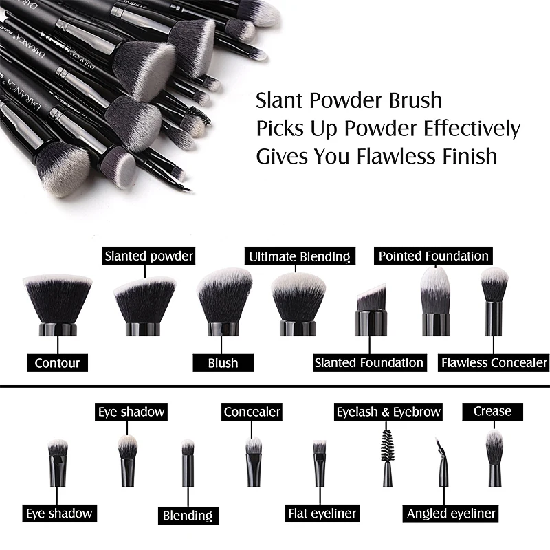 Best Seller Makeup Brushes 15pcs Black Handle Custom Make-Up Brush Synthetic Professional Makeup Brushes Kits Custom Logo