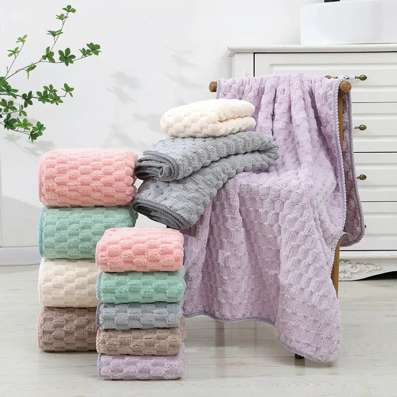 Luxury 100% Coral Fleece Bath Towel Sets Spa Hotel Face Towel Custom Logo Solid Color Towel Set