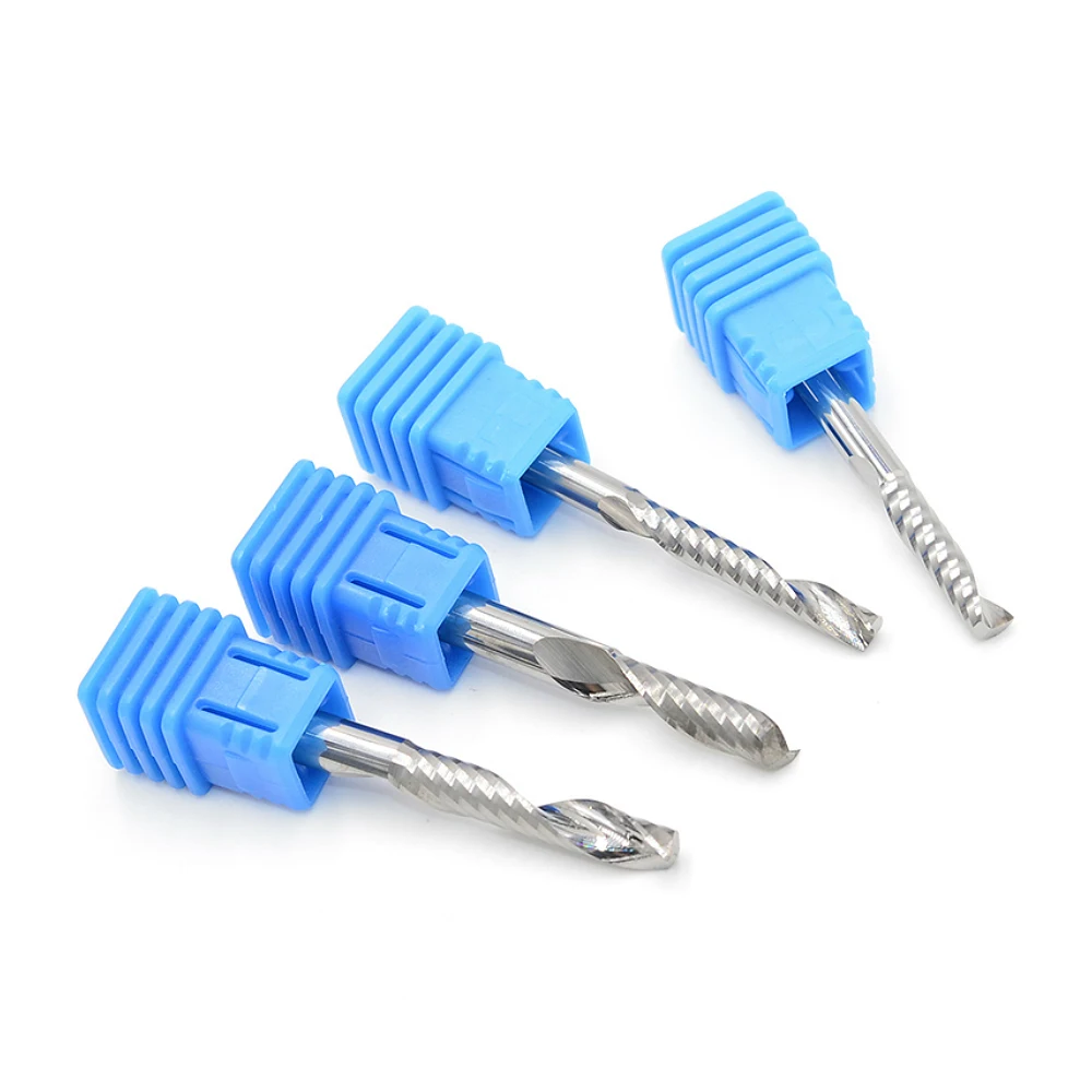 4mm Shank one Flute Spiral Cutter router bit CNC end mill For MDF carbide milling cutter tugster steel router bits for wood