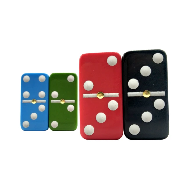 Factory Wholesale Custom luxury 5010 Domino Tiles green pink red blue Colourful Double 6 9 12 Domino Set