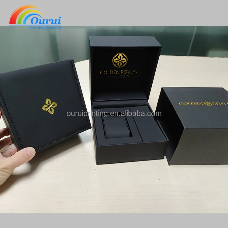 Black Luxury Pu Leather Watch Storage Packaging Gift Box Watch Box Custom Logo