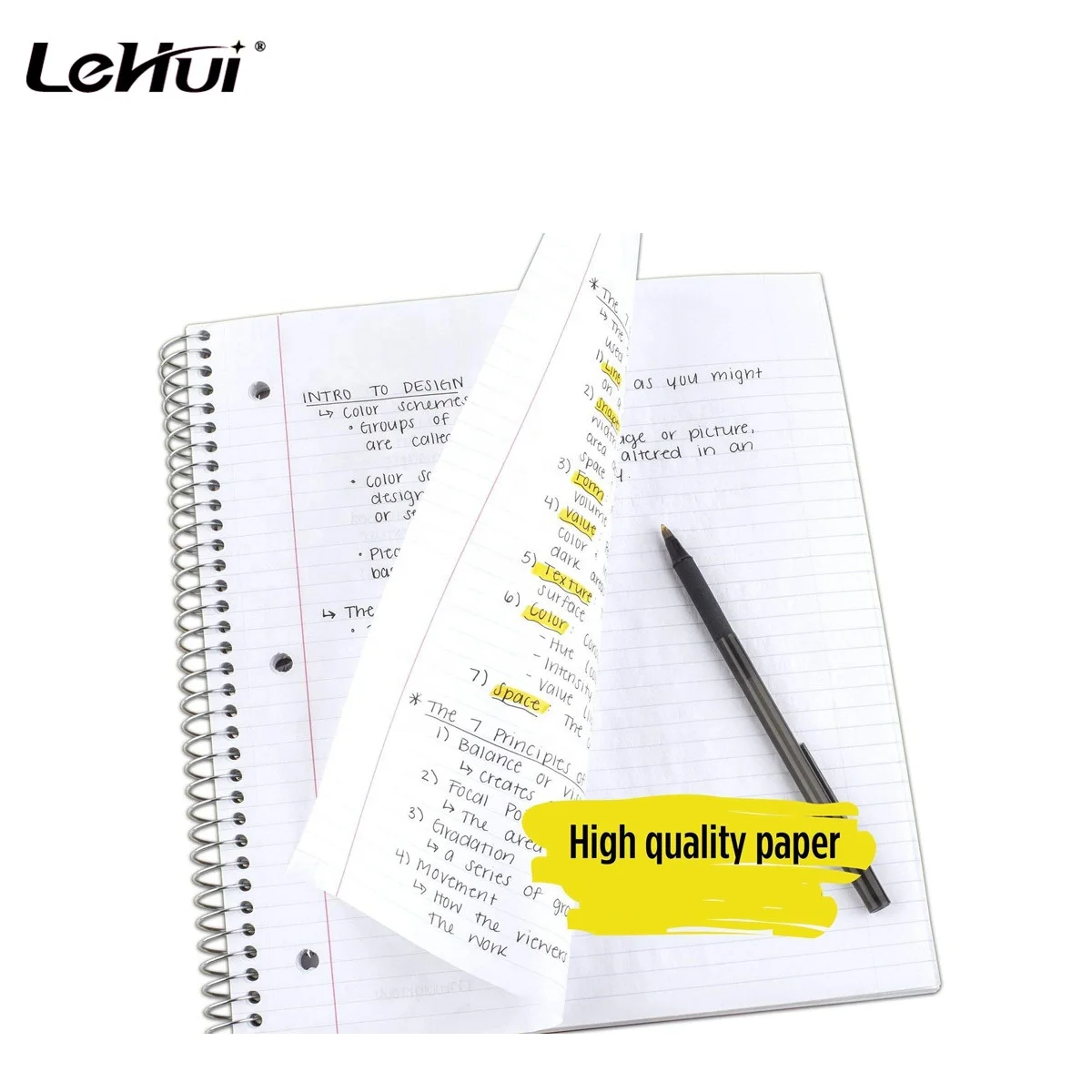 Amazon Hot Sale 100 Sheets Assorted Colors 6 Packed 11 inches x 8-1/2 inches Spiral Notebooks With1 Subject College Ruled Paper