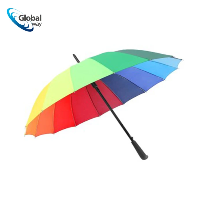 16K Rainbow Umbrella, Semi-Automatic Steel Wire Umbrella Stand, 170T Polyester Cloth Handle, Plastic duck beak handle,Colorful