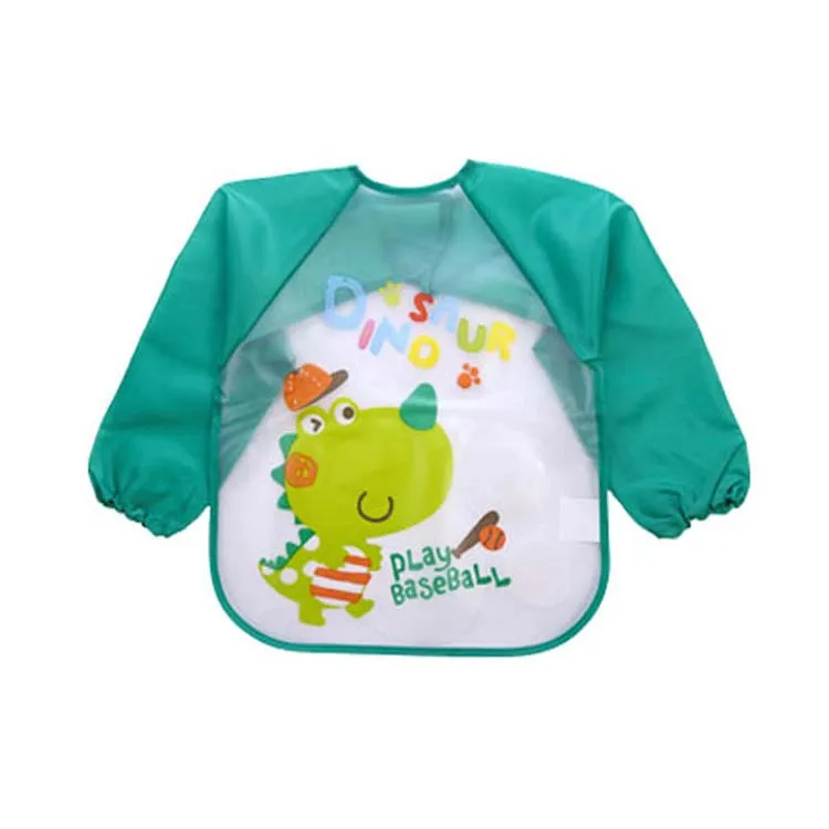 EVA waterproof colorful children bib cute cartoon animal baby bibs full sleeve children aprons long sleeve feeding bibs