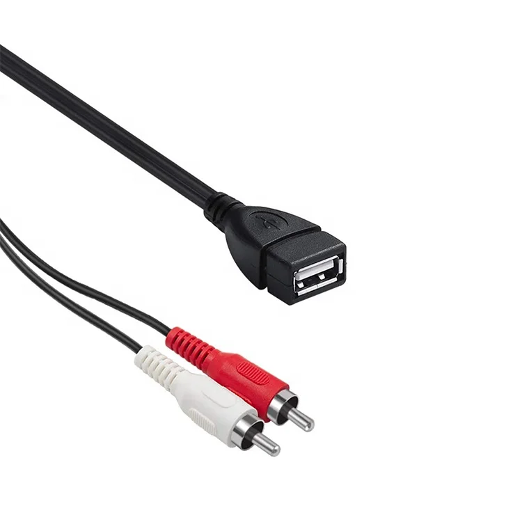 LBT Hot  5 Feet/1.5m USB 2.0 Male/Female to 2 RCA Male Jack Splitter Audio Video AV Composite Adapter Cord Cable (USB M/2RCA M)