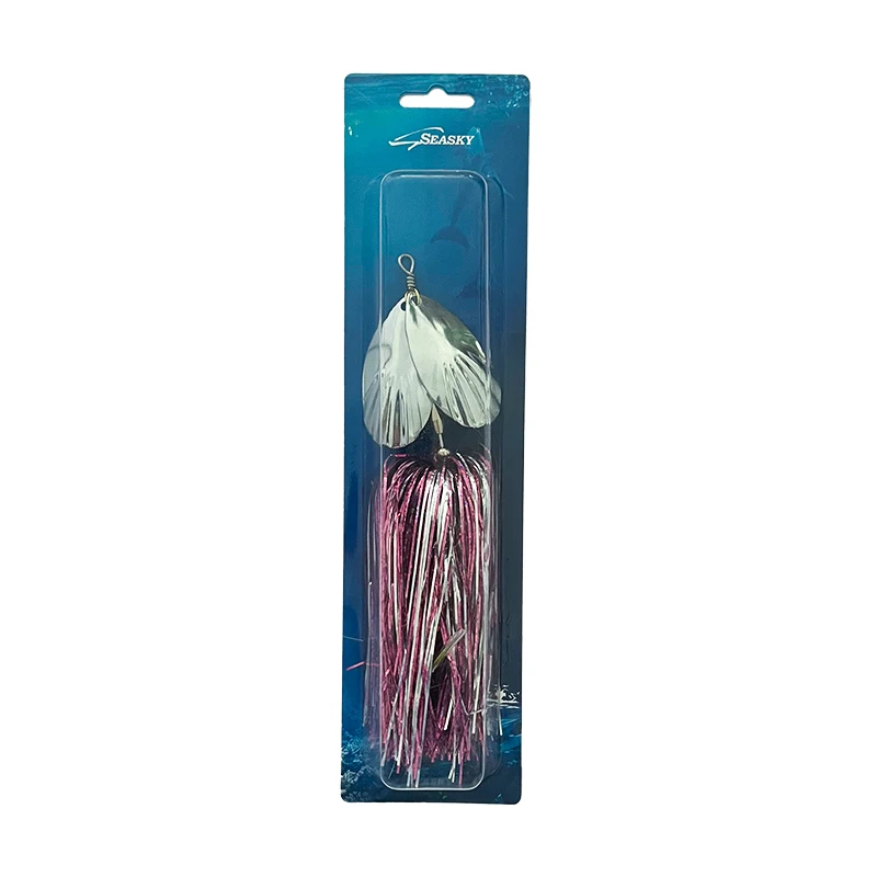 SEASKY Hot Selling 45g 85mm Artificial Spinner Bait for Musky Tinsel Fishing Lightweight Lead Spoon Lure for River Lake Stream
