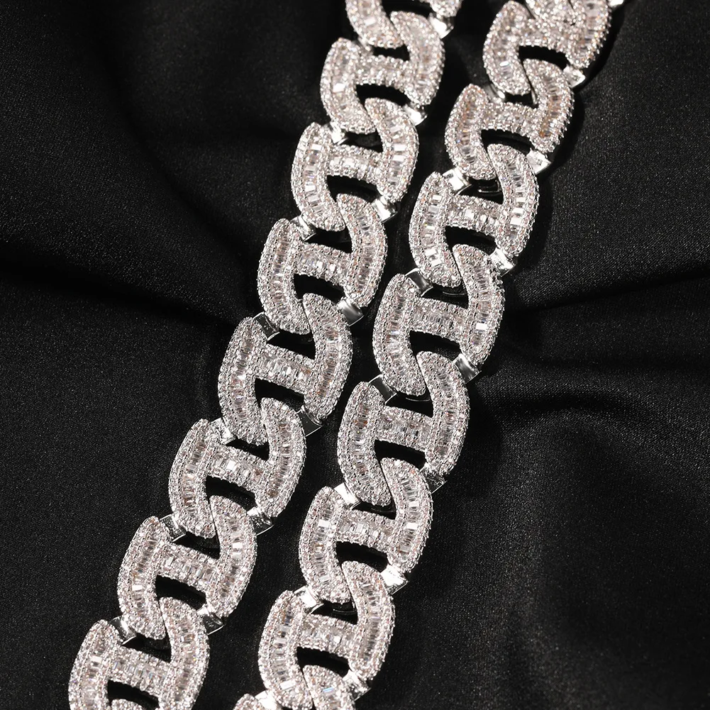 New heavy big punk iced out zirconia hip hop stainless steel cuban link chain for men and women