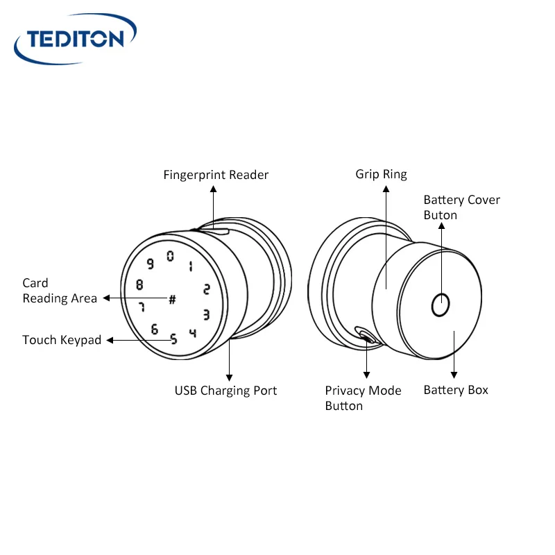 Tediton wifi biometric fingerprint door lock Smart door lock fingerprint App electronic lock